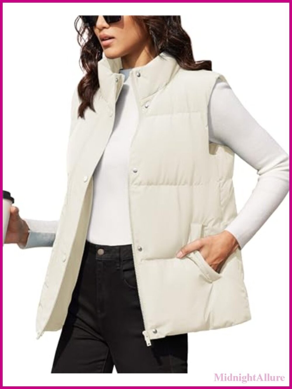 Women's Oversized Puffer Down Vest Sleeveless Zip Fall Winter Jacket